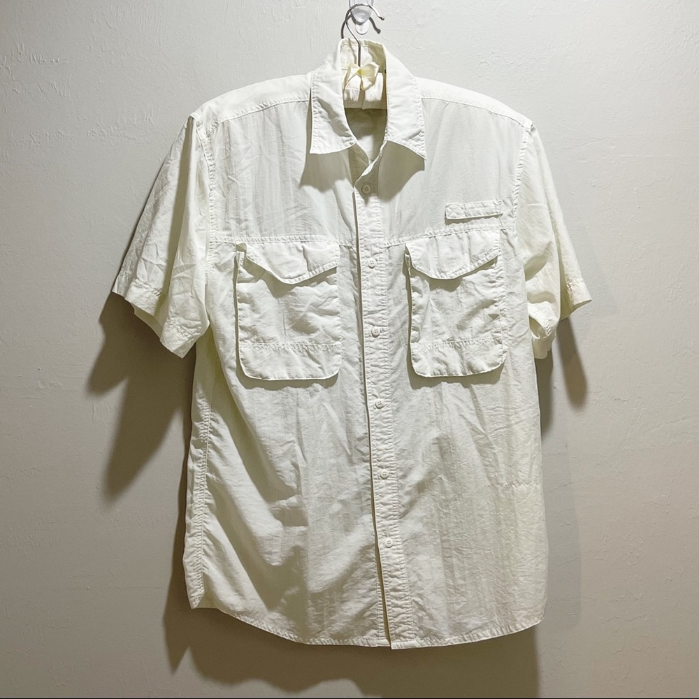 Vintage PENN REELS AUTHENTIC FISHING GEAR Ivory Fishing Shirt Short Sleeve